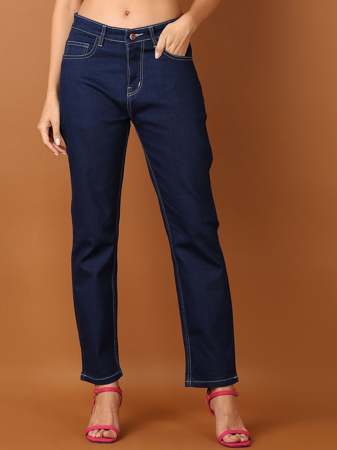 

V-Mart Women Straight Fit High-Rise Stretchable Jeans, Blue