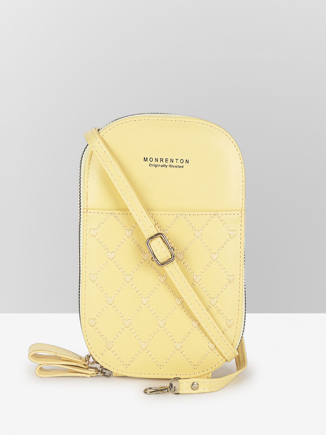 

Filauri Women Textured Structured Leather Sling Bag, Yellow