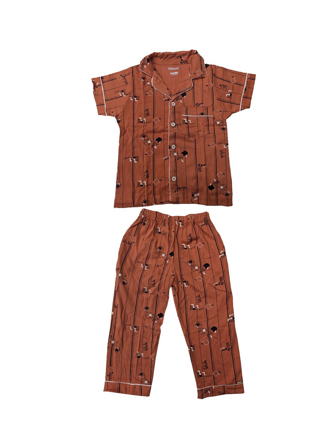 

Zoom Minimondo Unisex Kids Graphic Printed Night suit, Rust