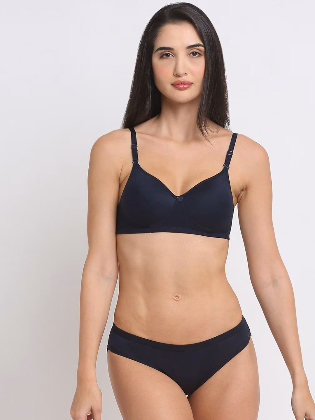 

Designer Bugs Women Cotton Lightly Padded Lingerie Set, Navy blue