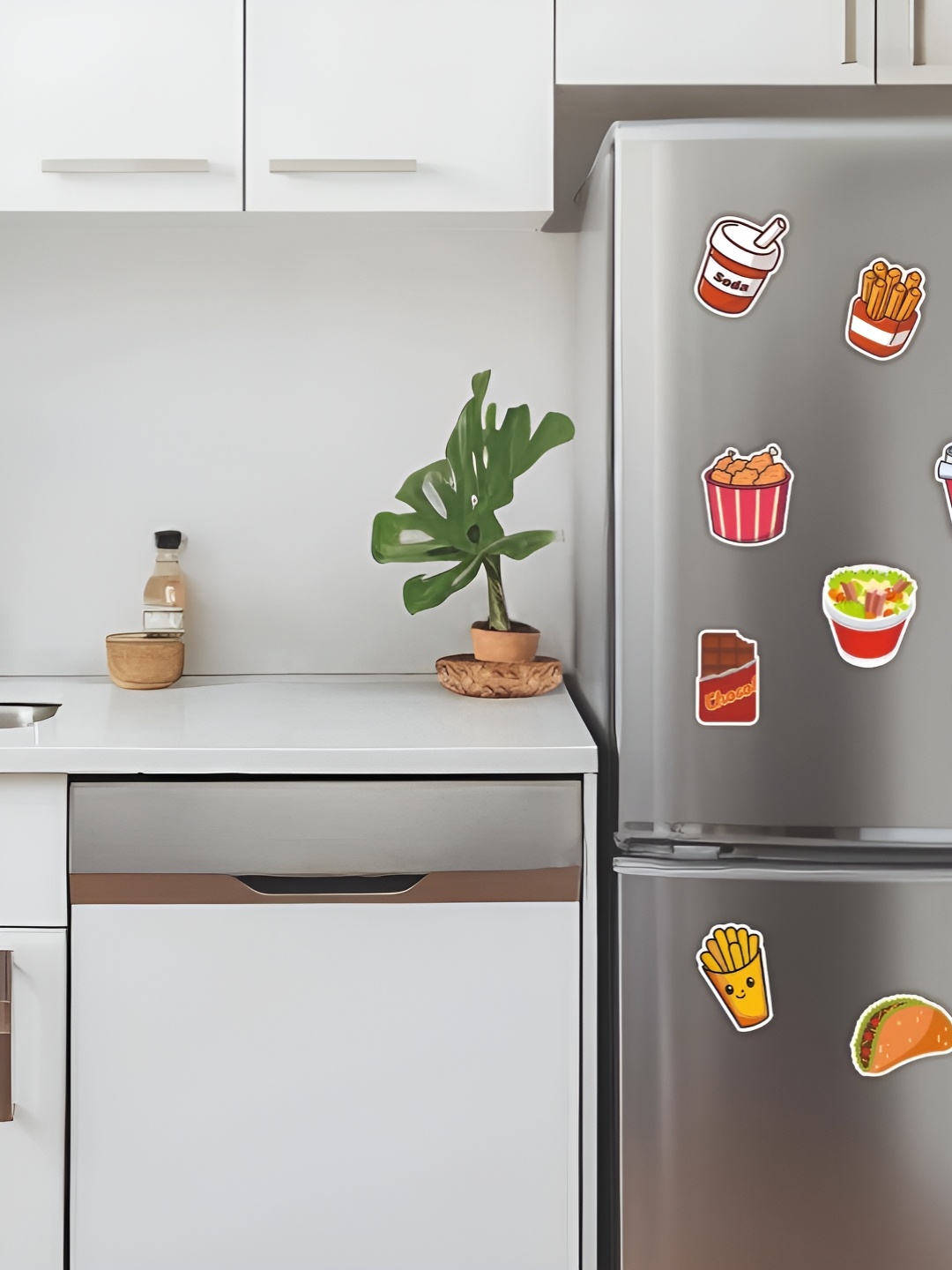 

CVANU 28Pcs Brown & Red Printed Decorative Fridge Magnets