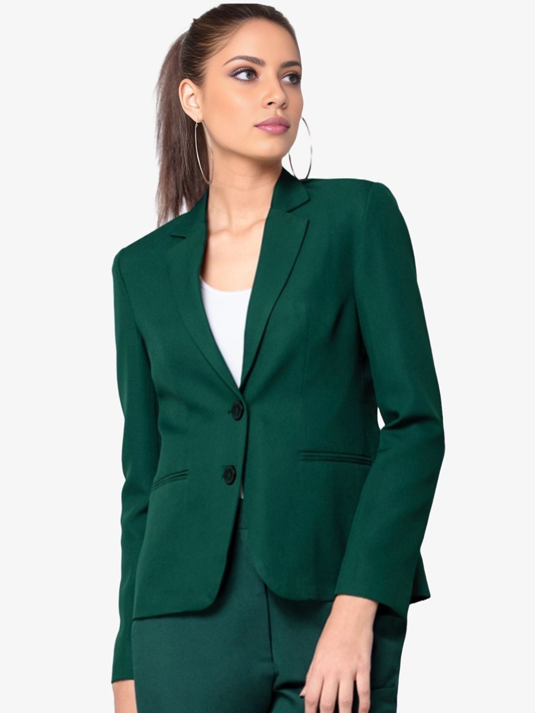 

BAESD Notched Lapel Collar Single-Breasted Blazer, Green