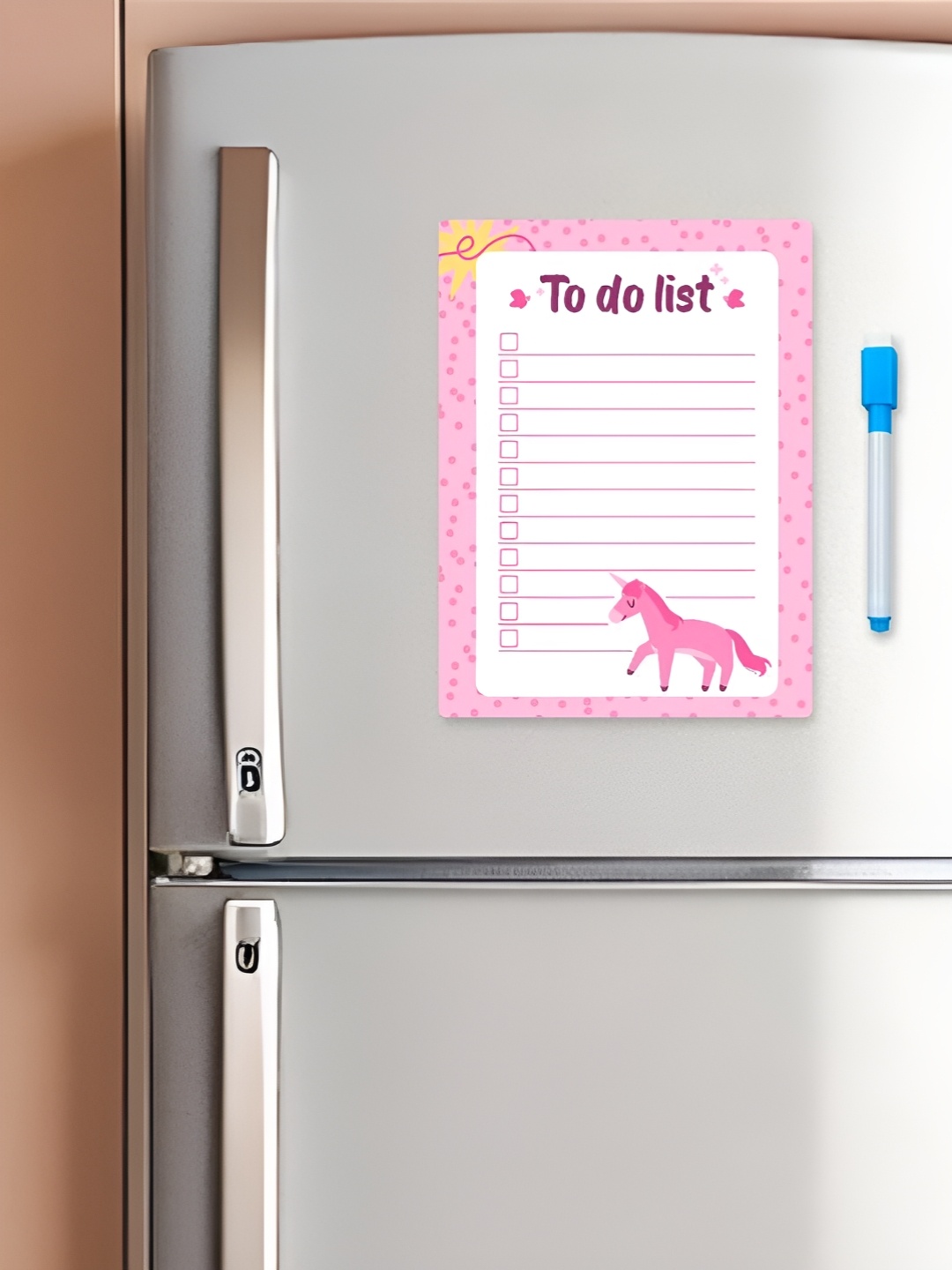 

CVANU White & Pink Printed Fridge Magnetic Sticker