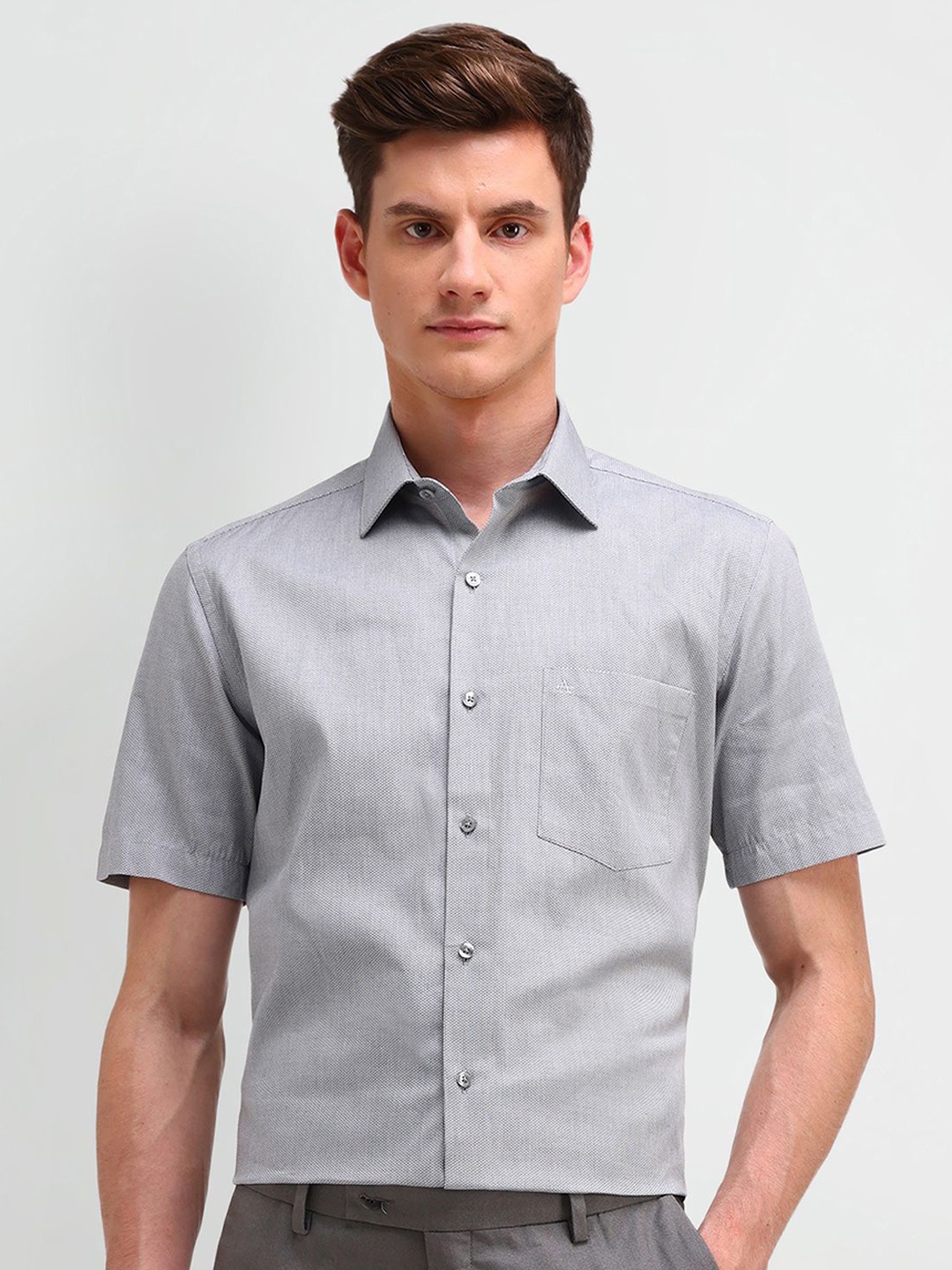 

Arrow Men Classic Spread Collar Solid Cotton Casual Shirt, Grey