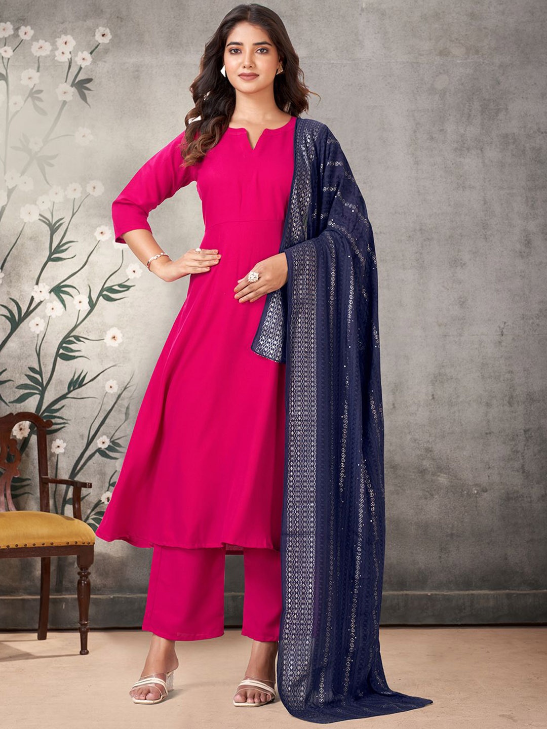 

KALINI Women Regular Kurta with Palazzos & With Dupatta, Pink