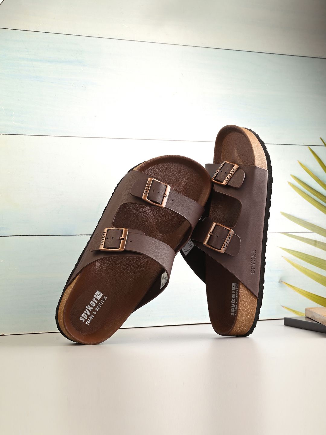 

SPYKAR Men Brown PU Slip on Regular Comfort Sandals