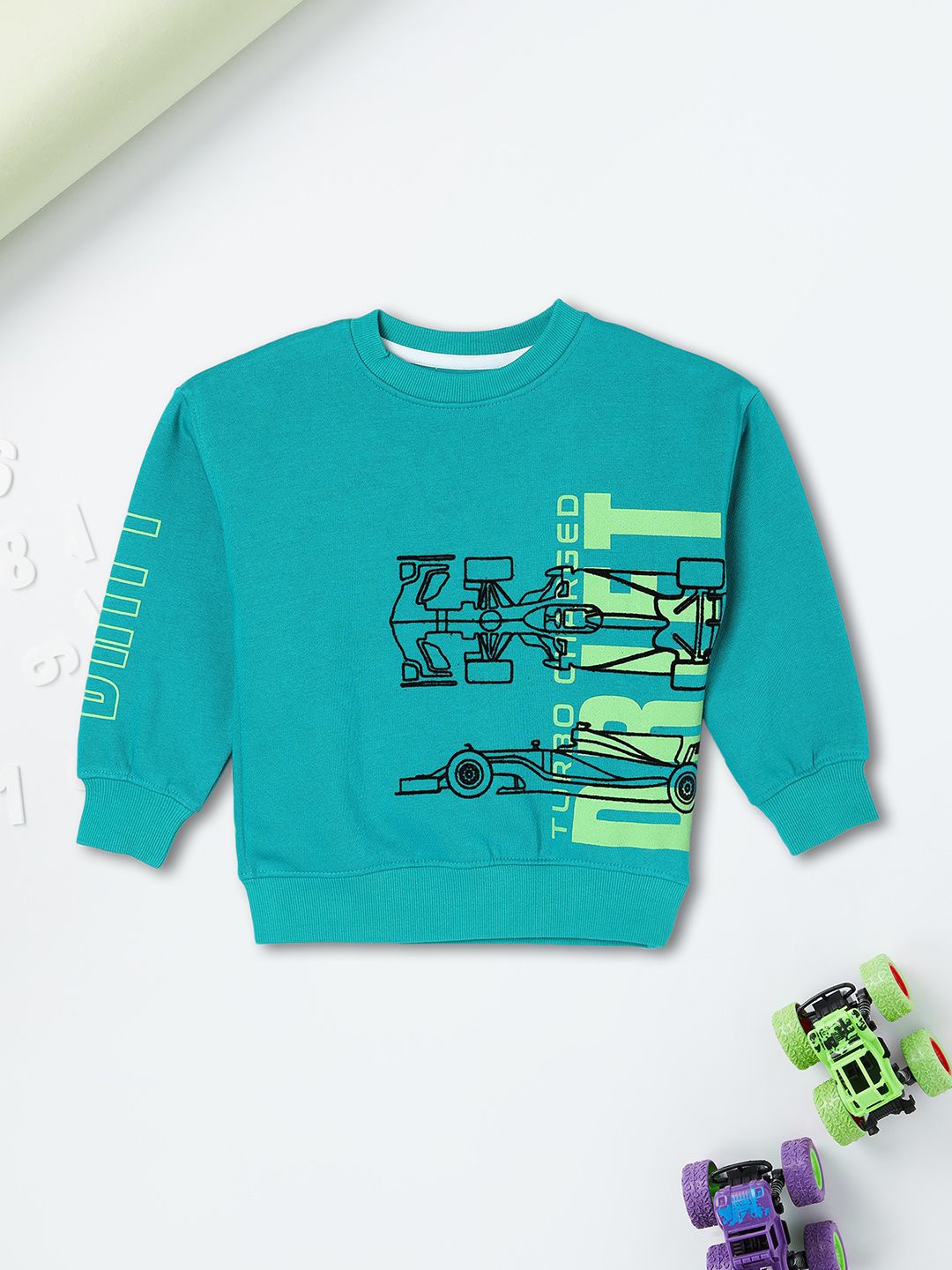 

max Boys Printed Cotton Sweatshirt, Green