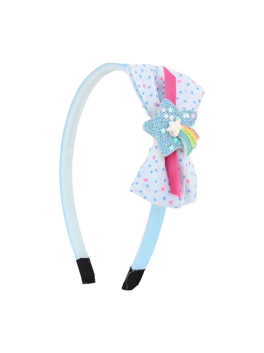 

Asthetika Kids Girls Embellished Rainbow Charm Bow Hairband, Blue