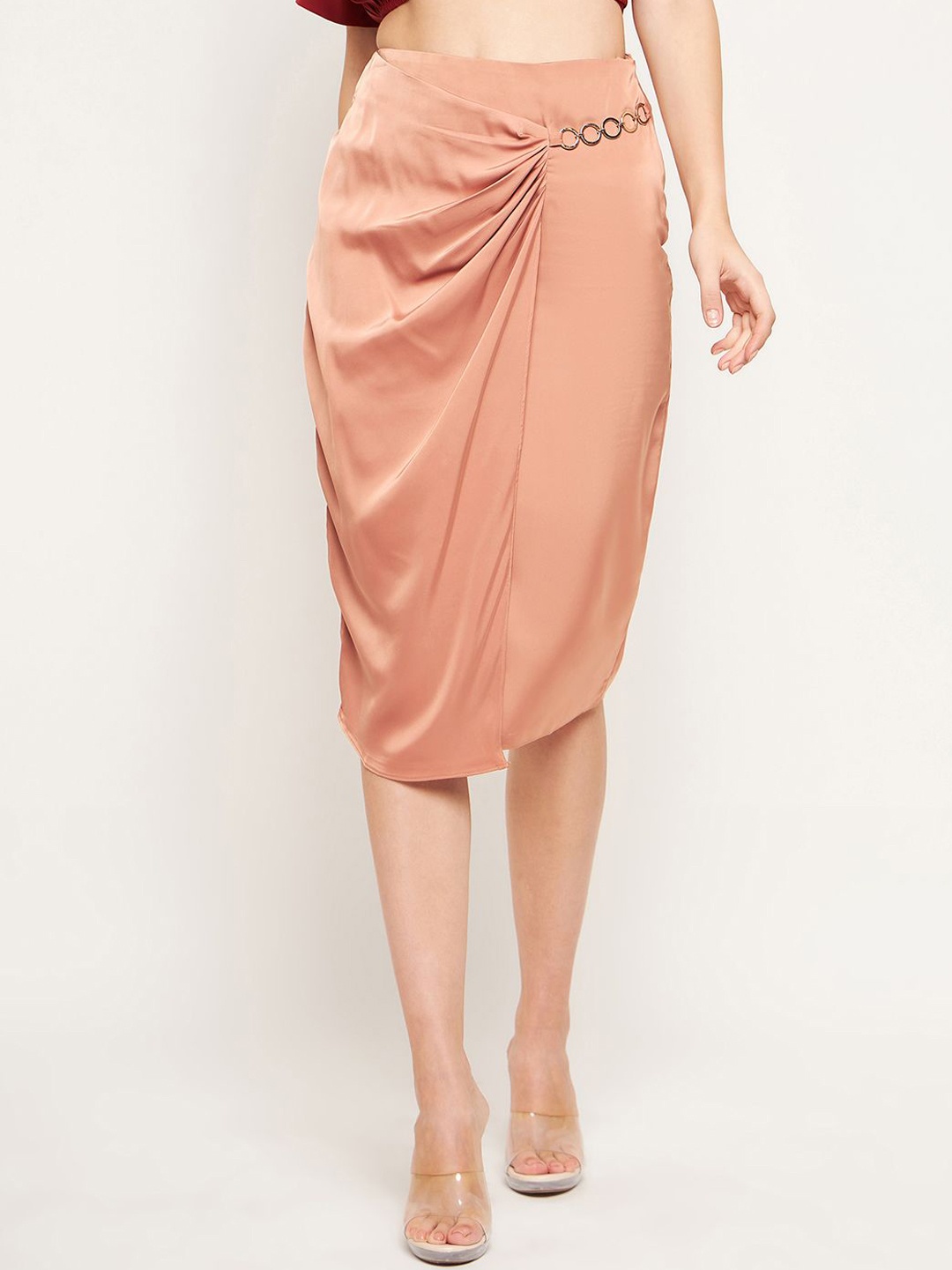 

Madame Women Wrap Knee-Length Skirts, Camel brown