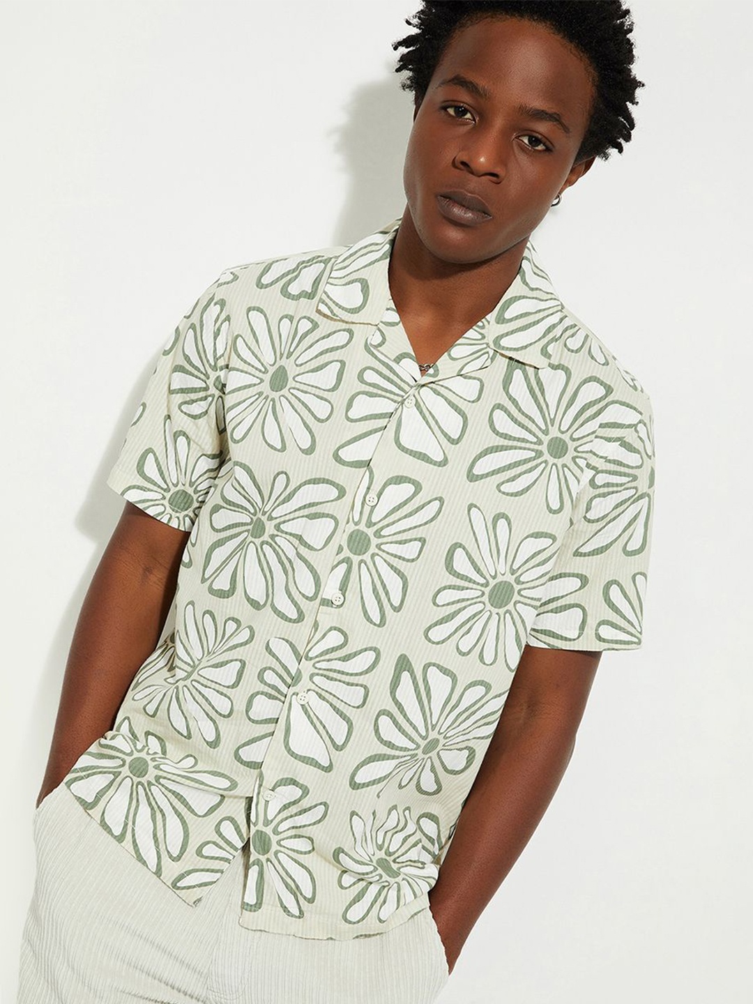 

Max Urb_N Men Printed Resort Shirt, Off white