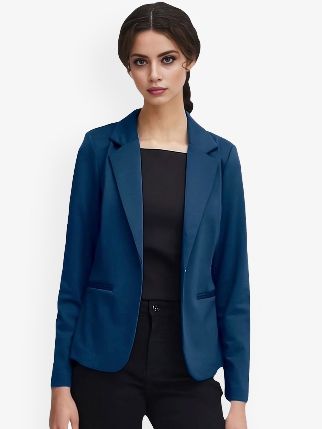 

BAESD Women Notched Lapel Collar Single Breasted Formal Blazer, Blue