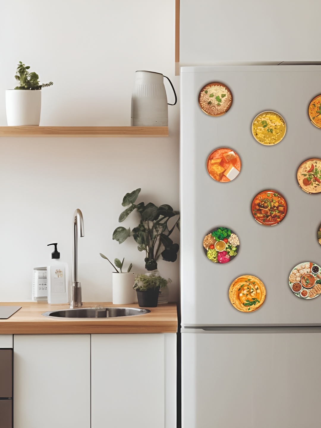 

CVANU 24Pcs White & Yellow Printed Fridge Magnetic Sticker