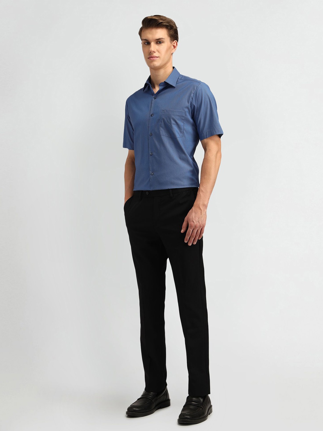 

Arrow Men Classic Spread Collar Micro Checked Cotton Casual Shirt, Blue