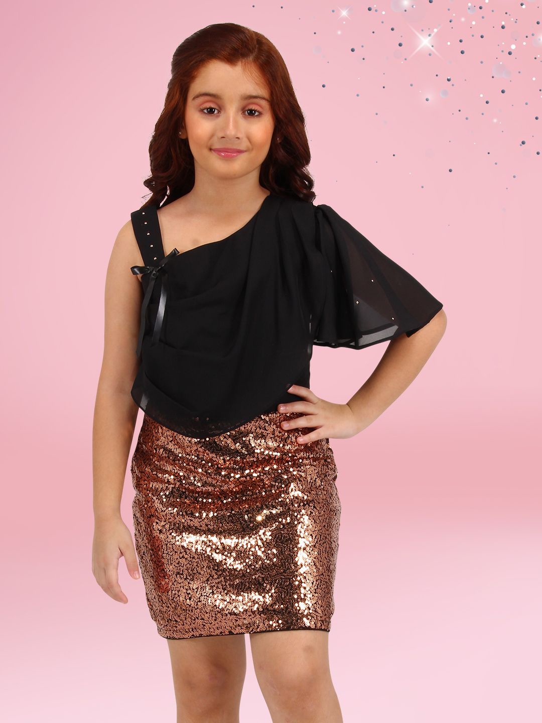 

CUTECUMBER Girls Embellished Sheath Dress, Brown
