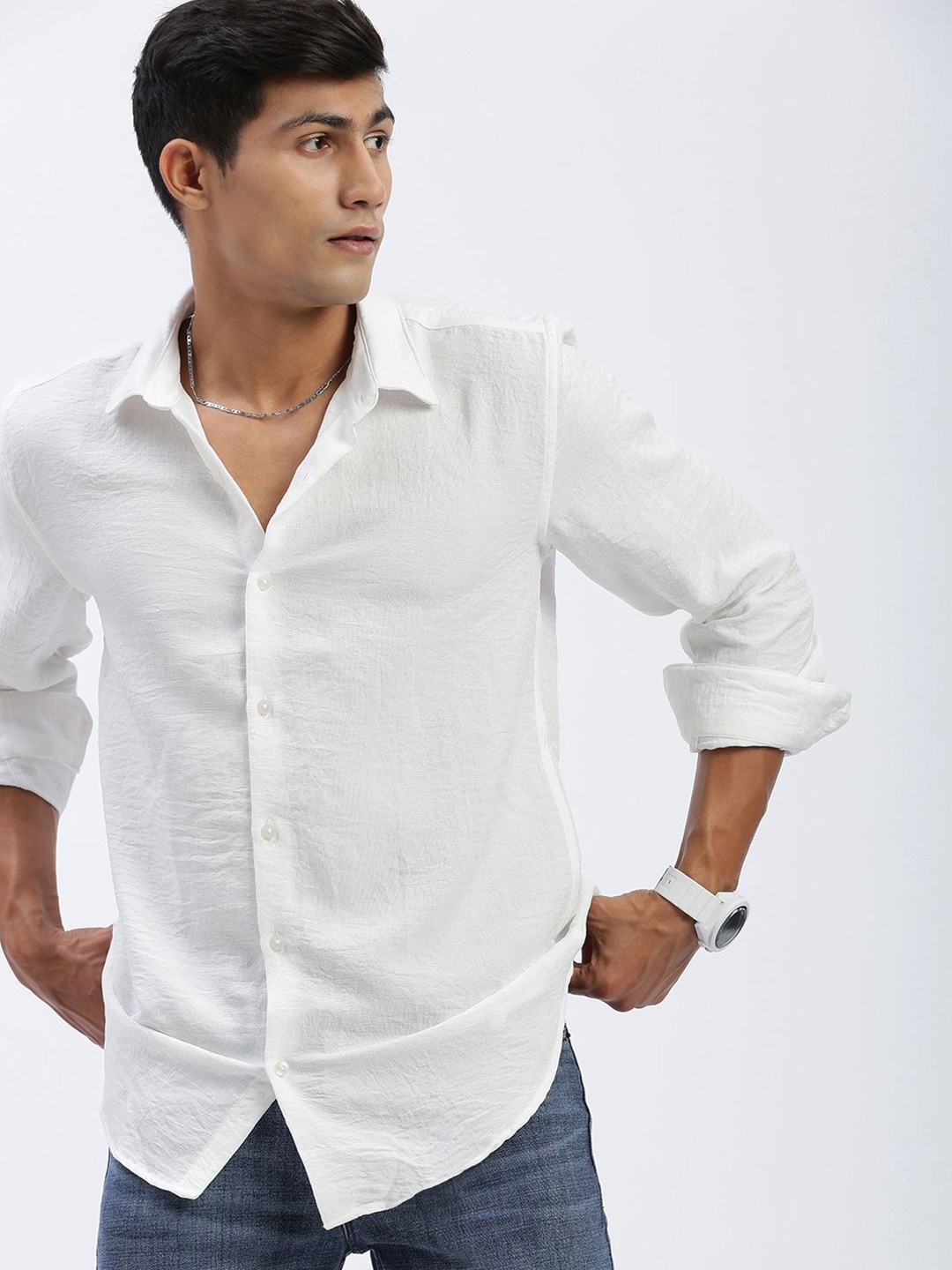 

SHOWOFF Men Standard Slim Fit Opaque Casual Shirt, White