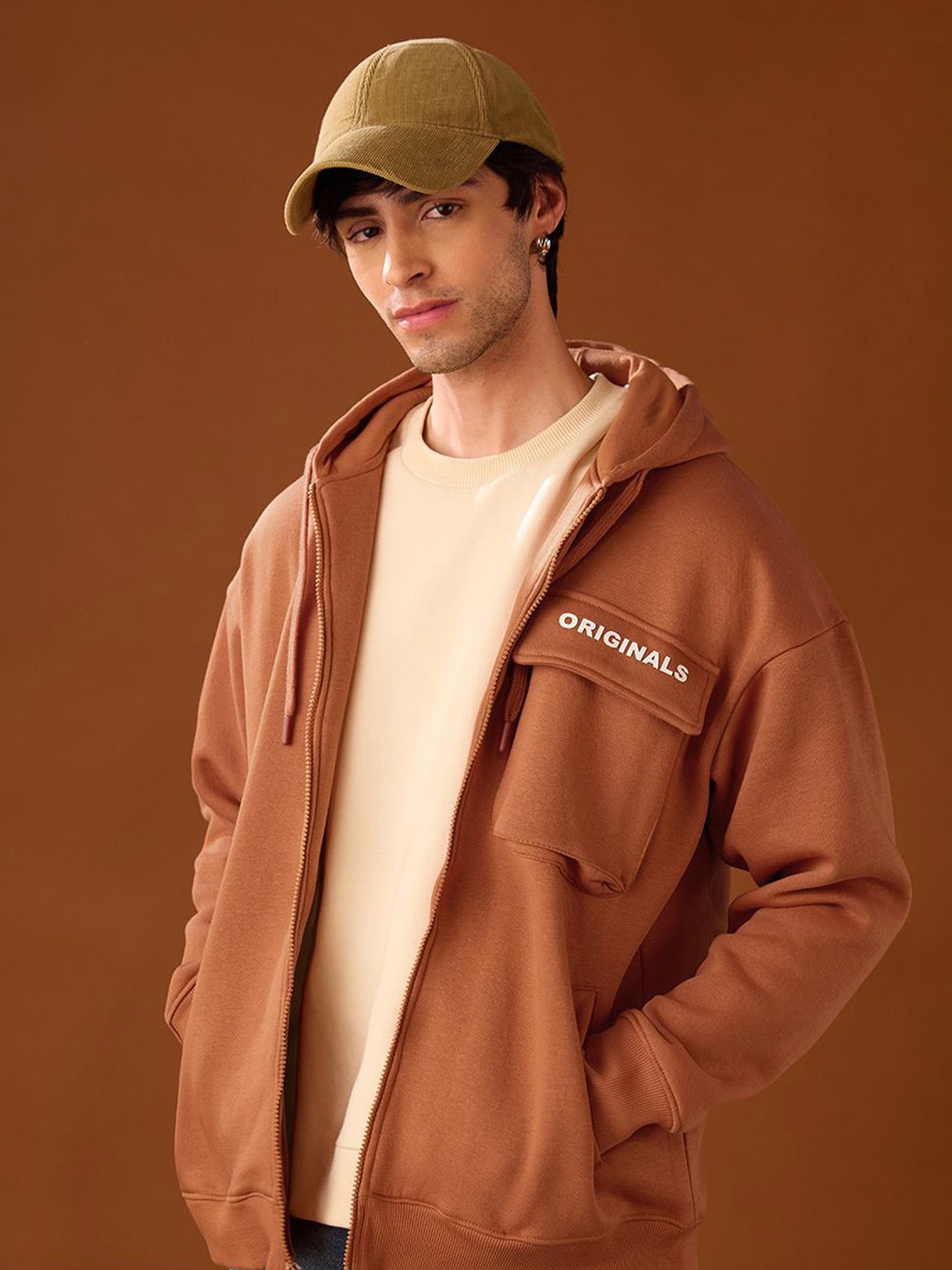 

The Souled Store Men Front-Open Hoodie, Orange