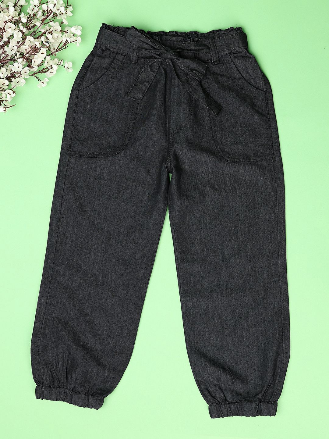 

V-Mart Girls Solid Jogger Jeans, Black