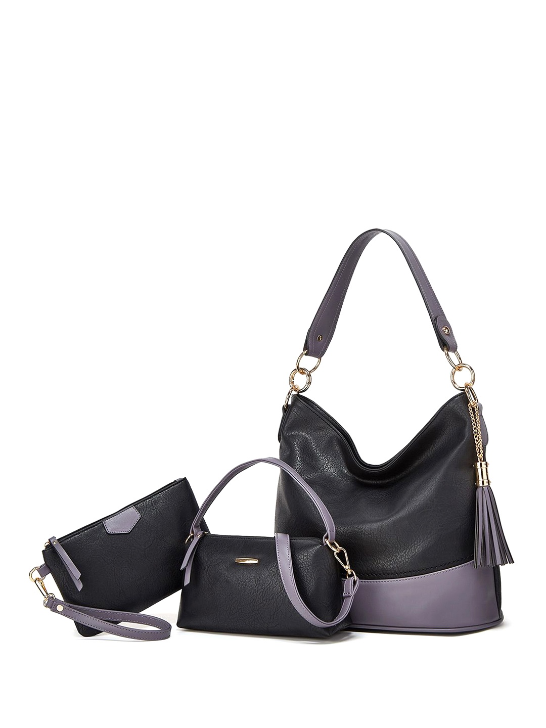 

RAVE Women Textured Structured Shoulder Bags, Black