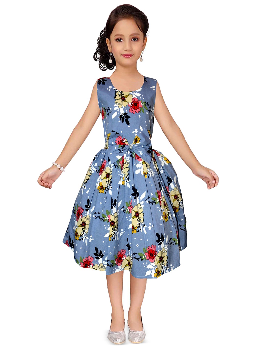 

Wish little Girls Floral Print A-Line Dress, Blue