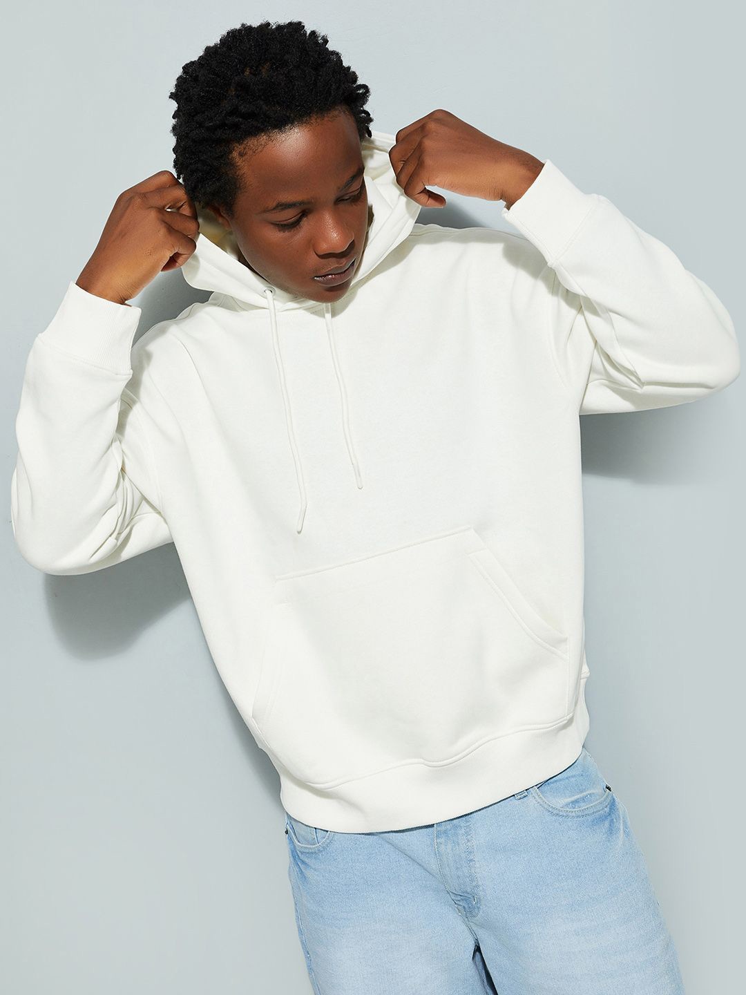

Max Urb_N Men Oversized Hooded Sweatshirt, White