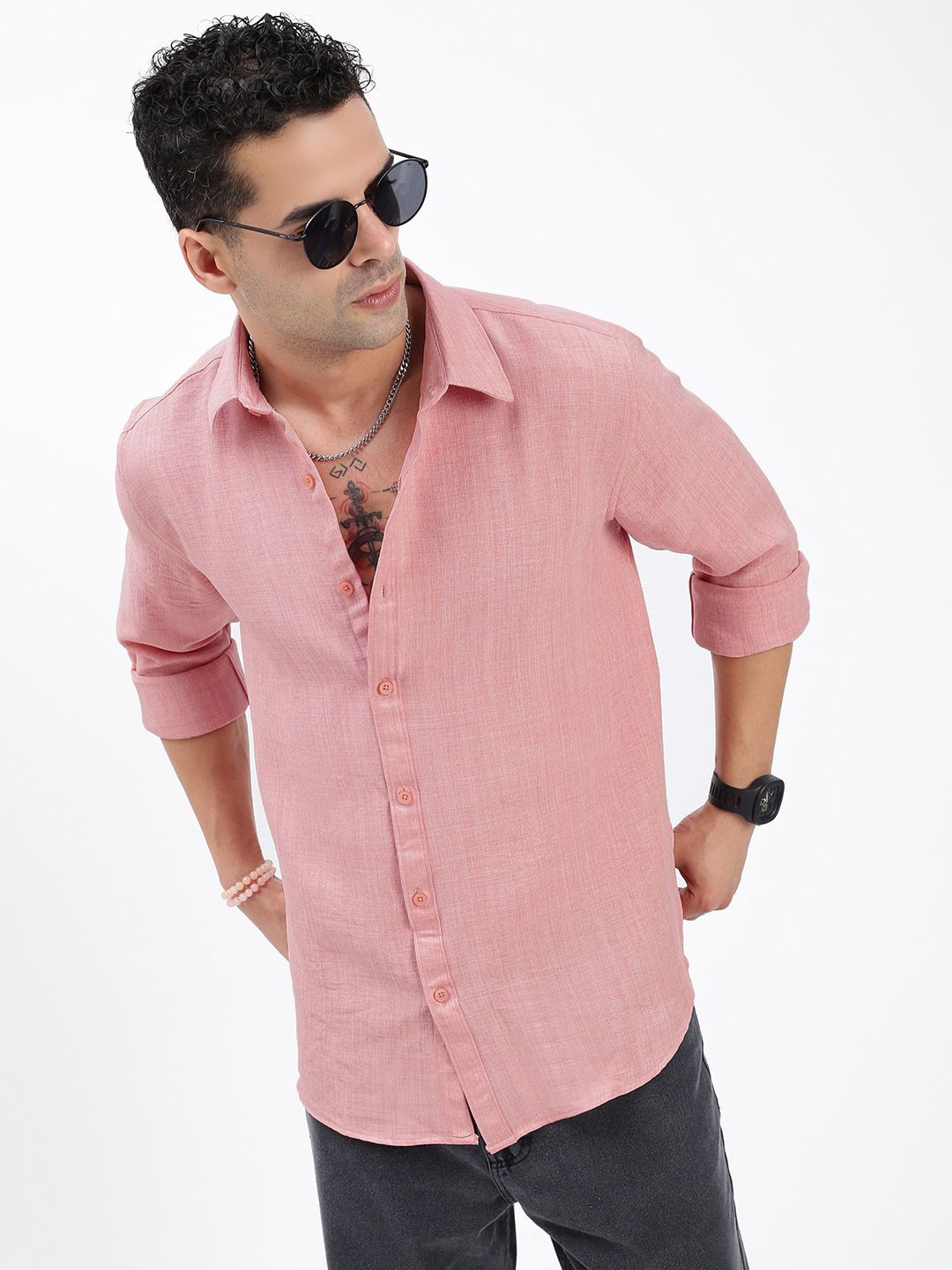 

SHOWOFF Men Standard Slim Fit Opaque Casual Shirt, Peach