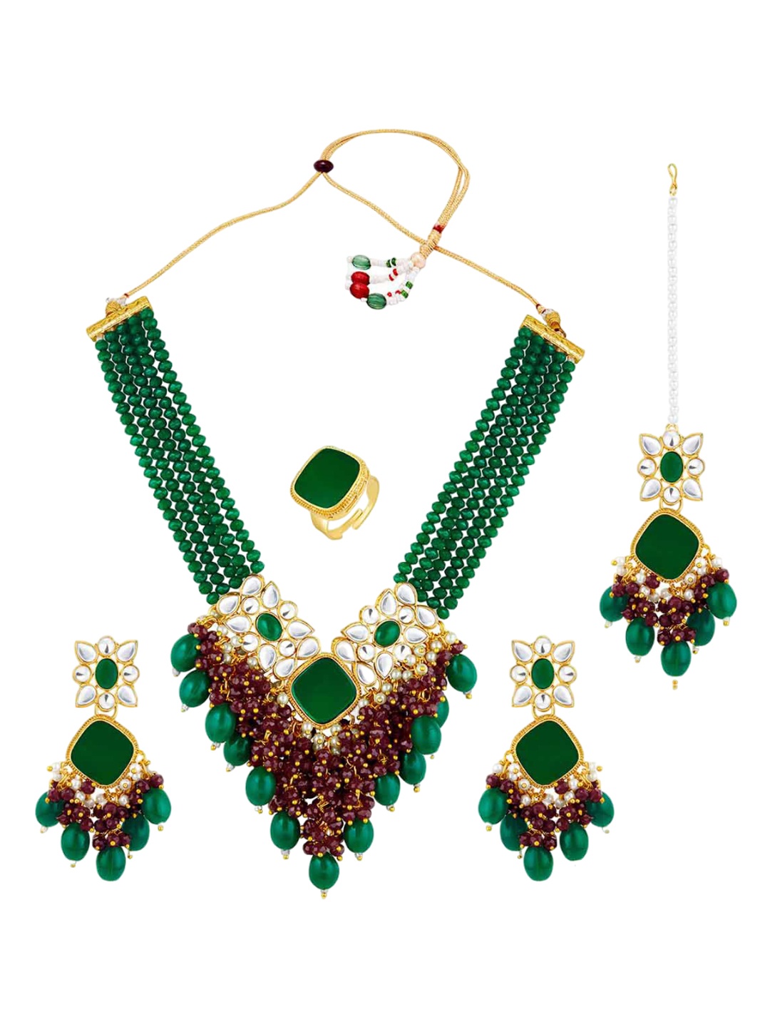 

Peora Gold-Plated Stone Studded & Beaded Jewellery Set