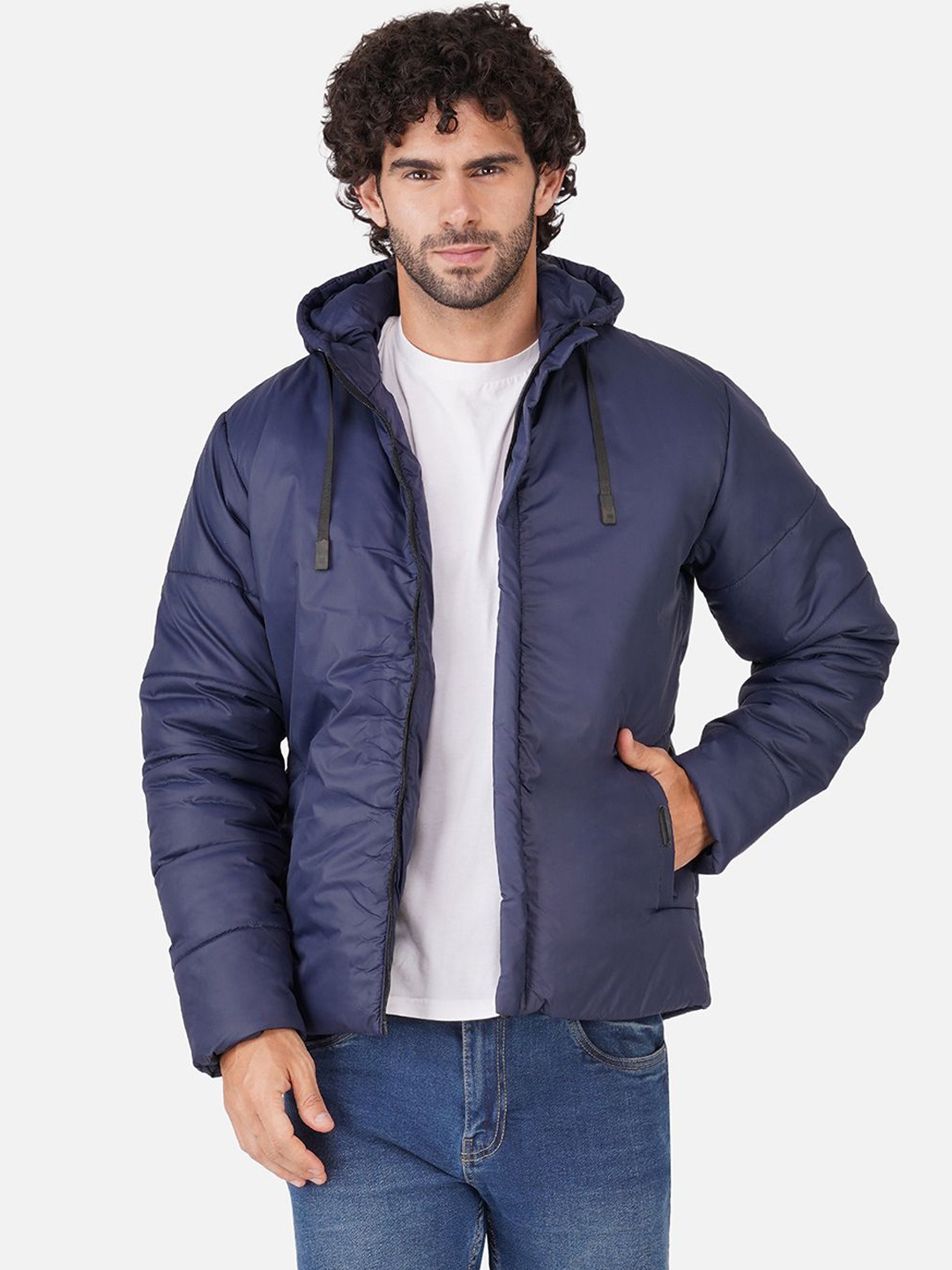 

BAESD Men Hooded Solid Casual Puffer Jacket, Navy blue