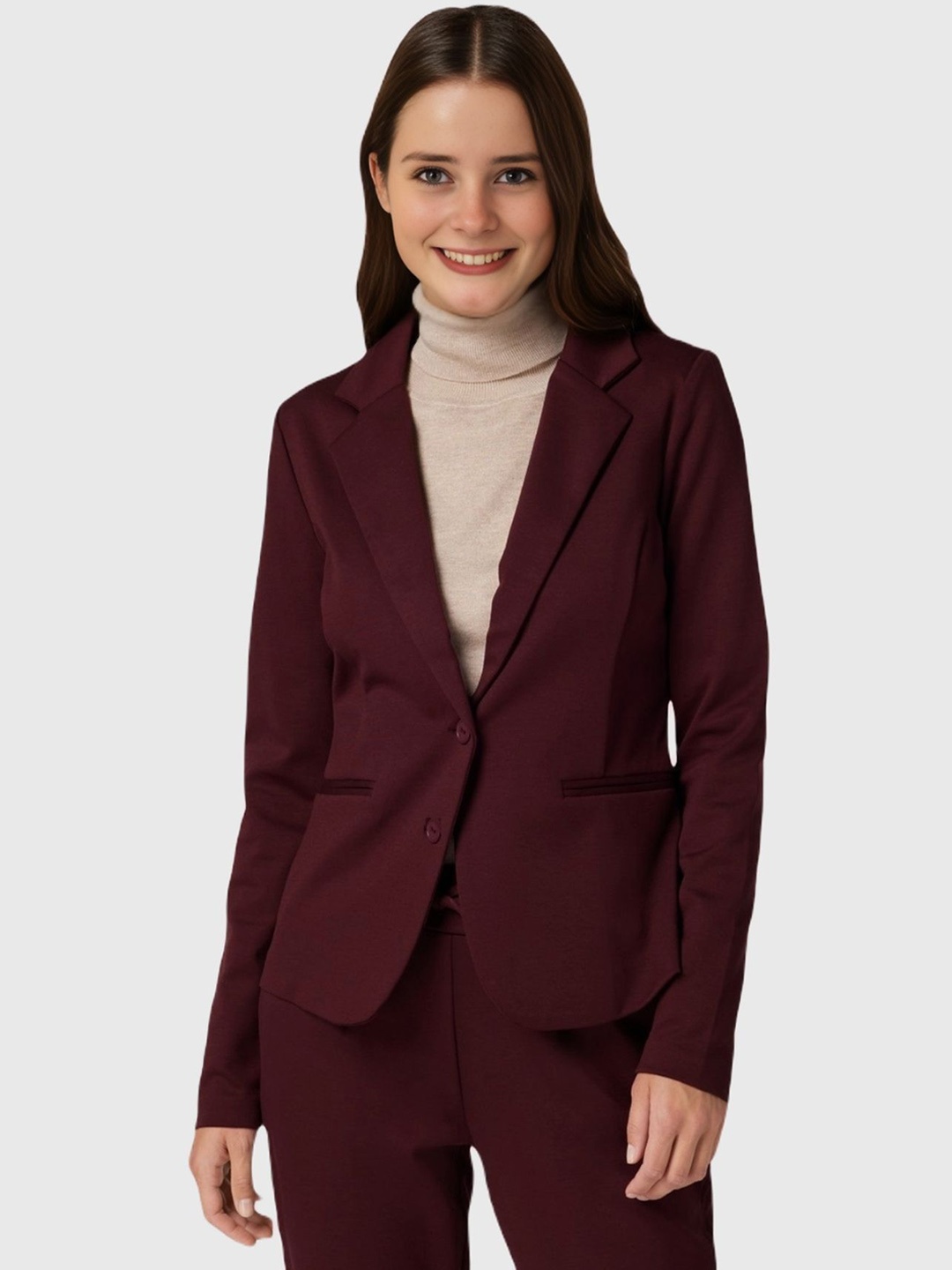 

BAESD Notched Lapel Collar Single Breasted Blazer, Maroon