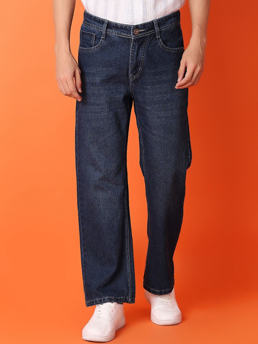 

V-Mart Men Straight Fit Light Fade Cotton Jeans, Blue