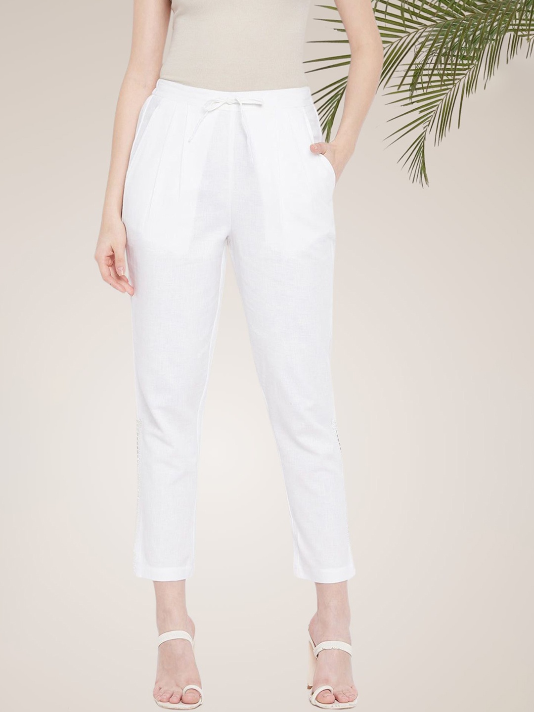 

WineRed Womens white Trousers