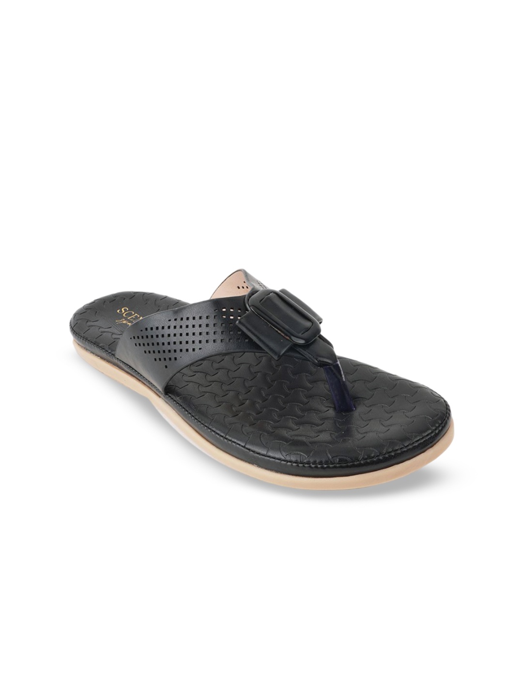 

SCENTRA Women Solid T-Strap Flats, Black