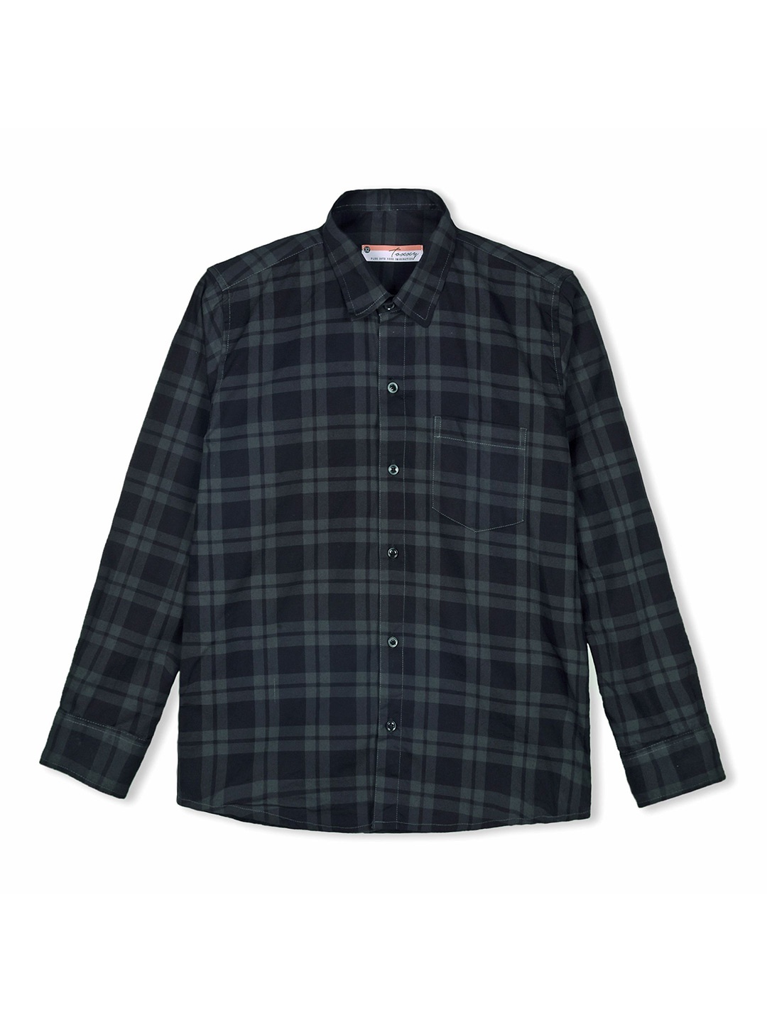 

BAESD Boys Gingham Checks Opaque Checked Casual Shirt, Grey