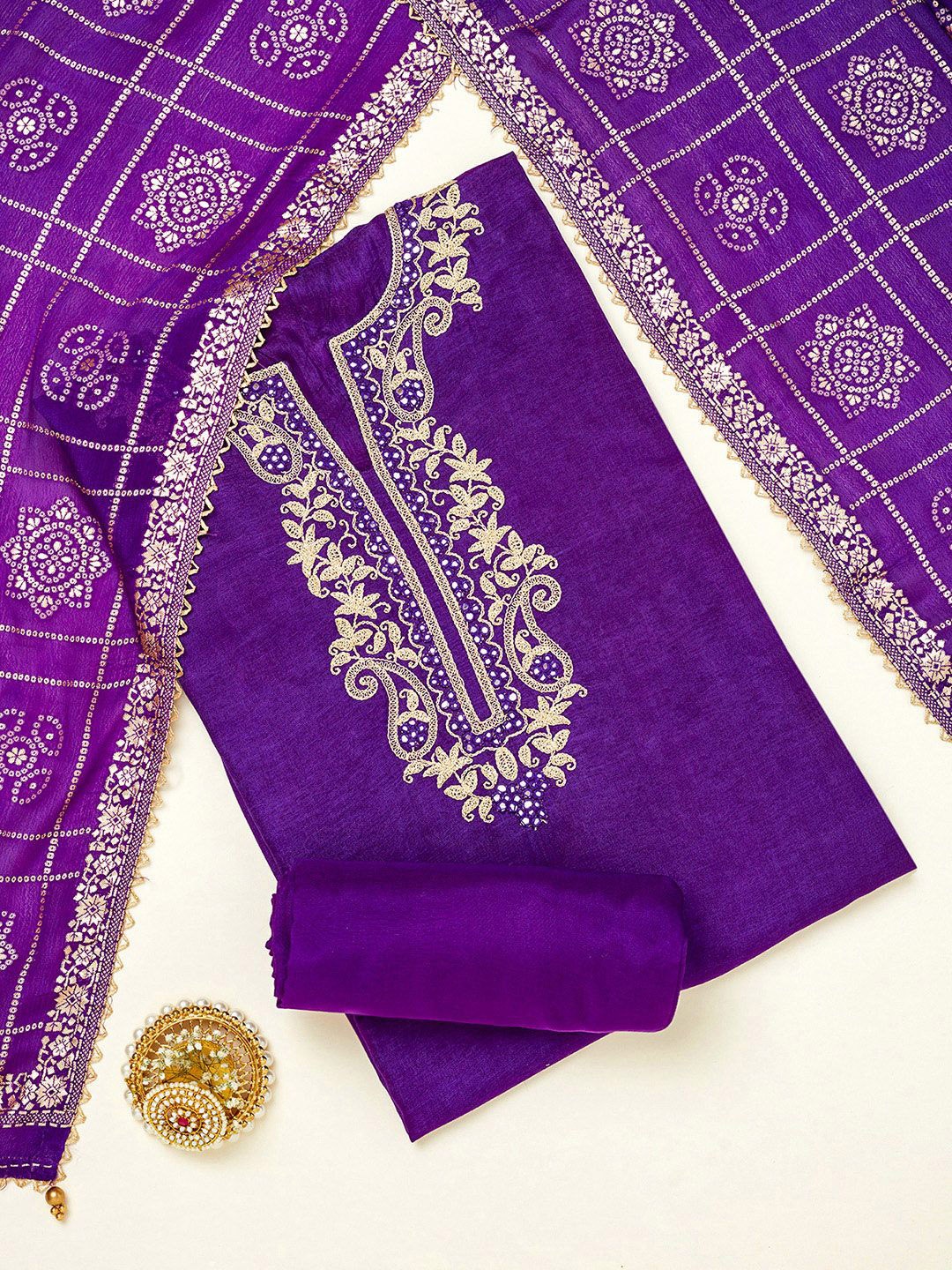 

Soch Ethnic Motifs Embroidered Sequinned Unstitched Dress Material, Purple