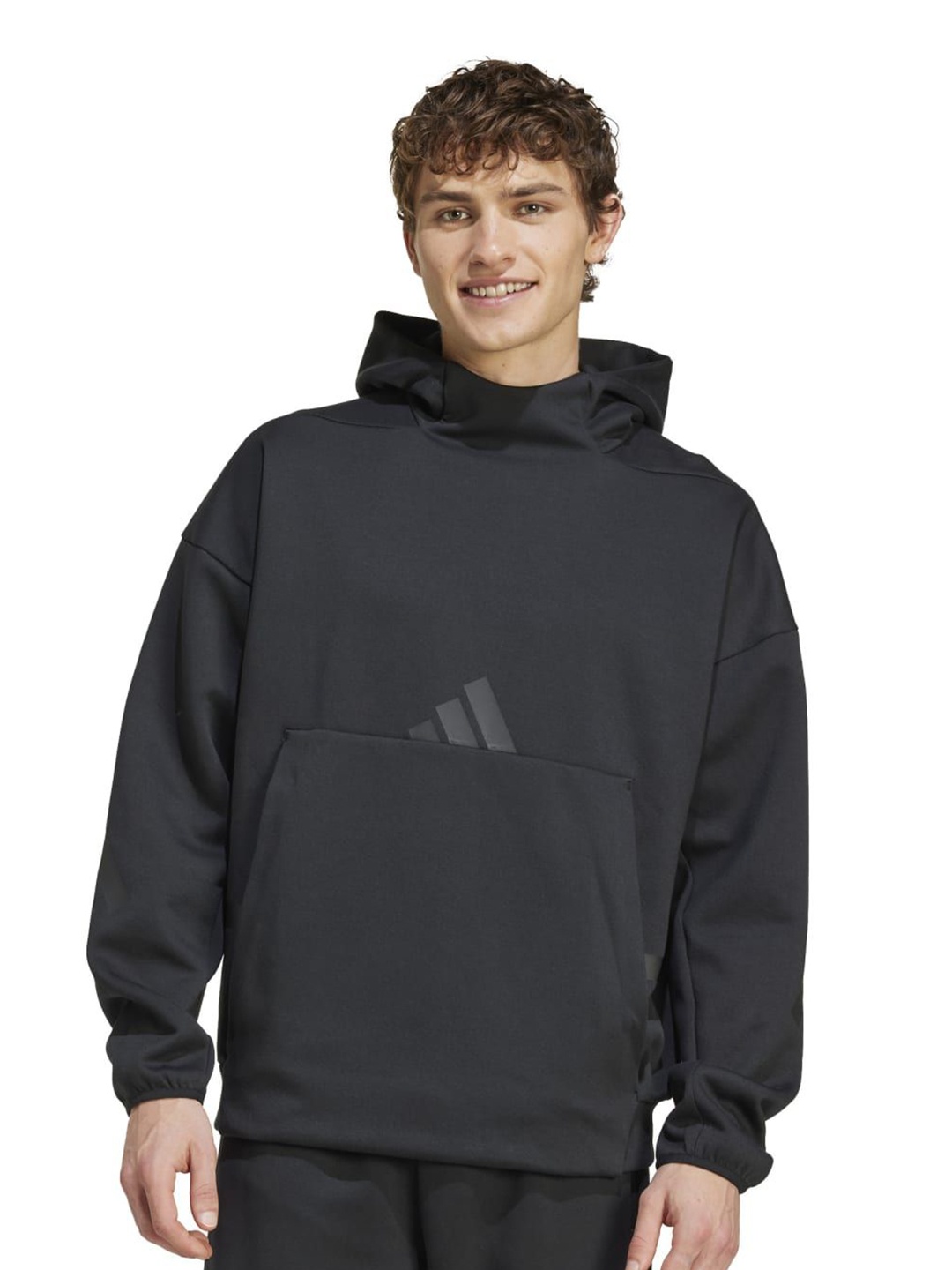 

ADIDAS Men Brand Logo Printed Long Sleeve Hooded Sweatshirts, Black