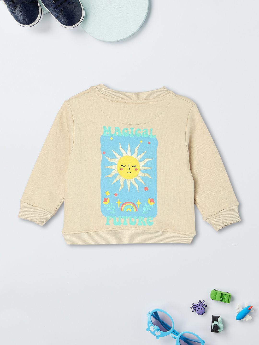 

max Girls Graphic Printed Sweatshirt, Beige