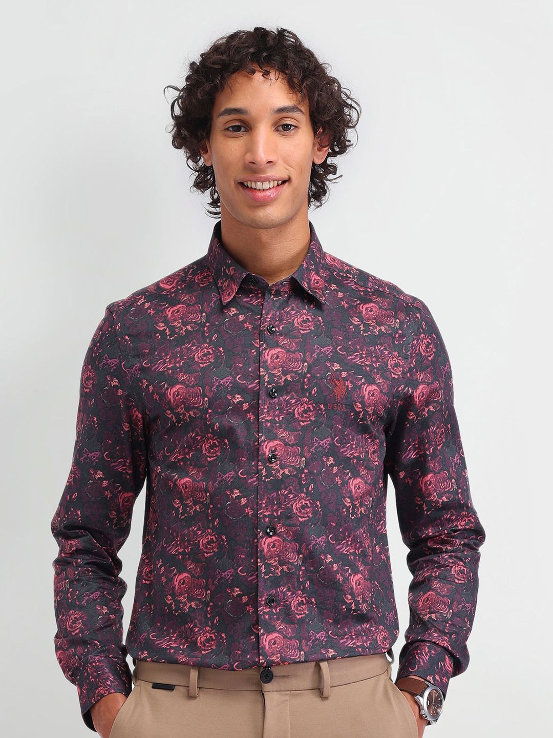 

U.S. Polo Assn. Denim Co. Men Manhattan Floral Printed Cotton Slim Fit Casual Shirt, Navy blue