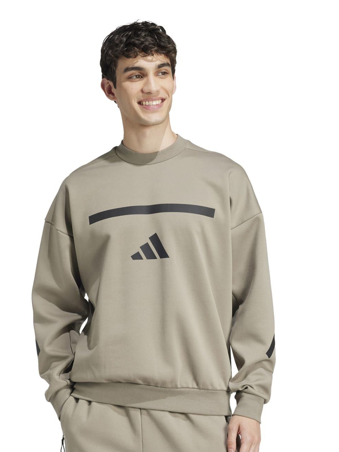 

ADIDAS Men Brand Logo Printed Long Sleeve Sweatshirts, Brown