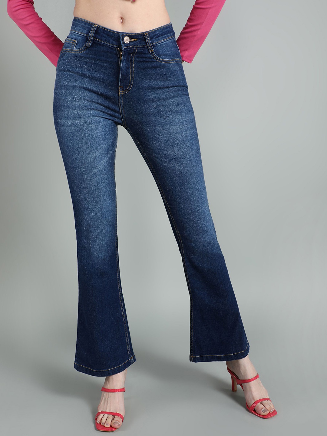 

BAESD Women Bootcut Light Fade Stretchable Jeans, Blue