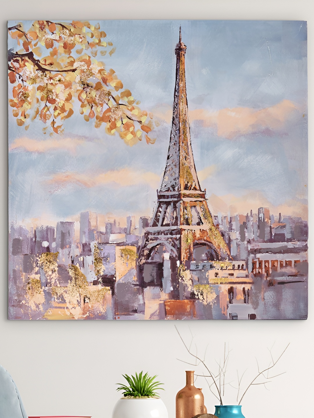 

Home Centre Artistry Scrapes Blue & Brown Eiffel Tower Canvas Paintings Wall Art