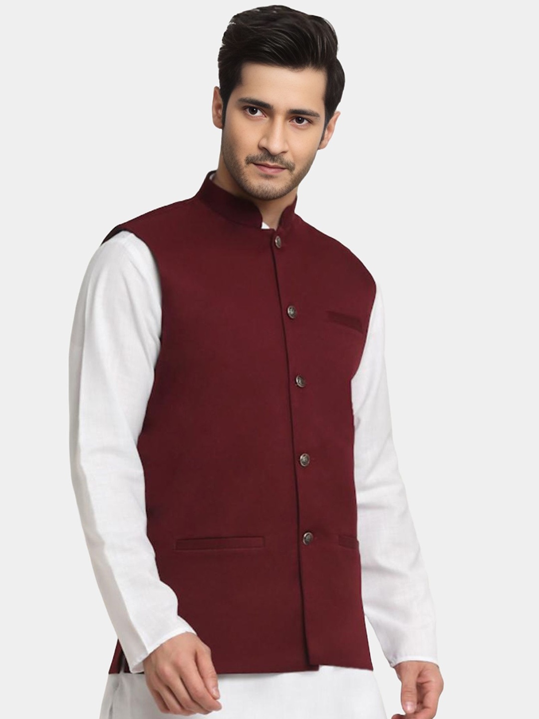 

BAESD Shawl Collar Nehru Jacket, Maroon