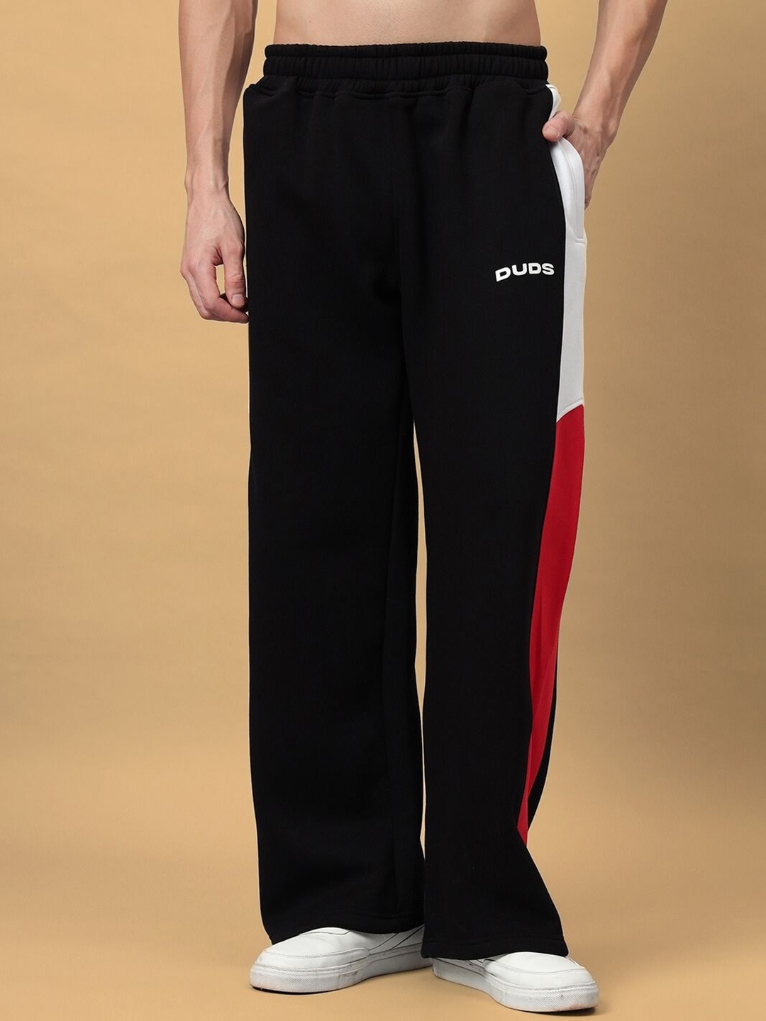 

WEARDUDS Men Colourblocked Relaxed Fit Track Pants, Black