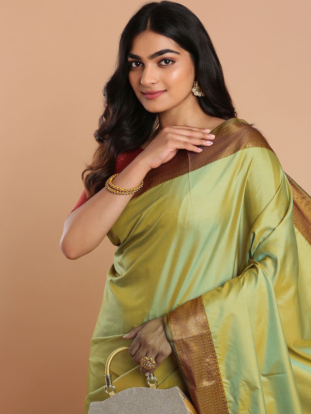 

Kalyan Silks Woven Design Zari Kanjeevaram Saree, Green