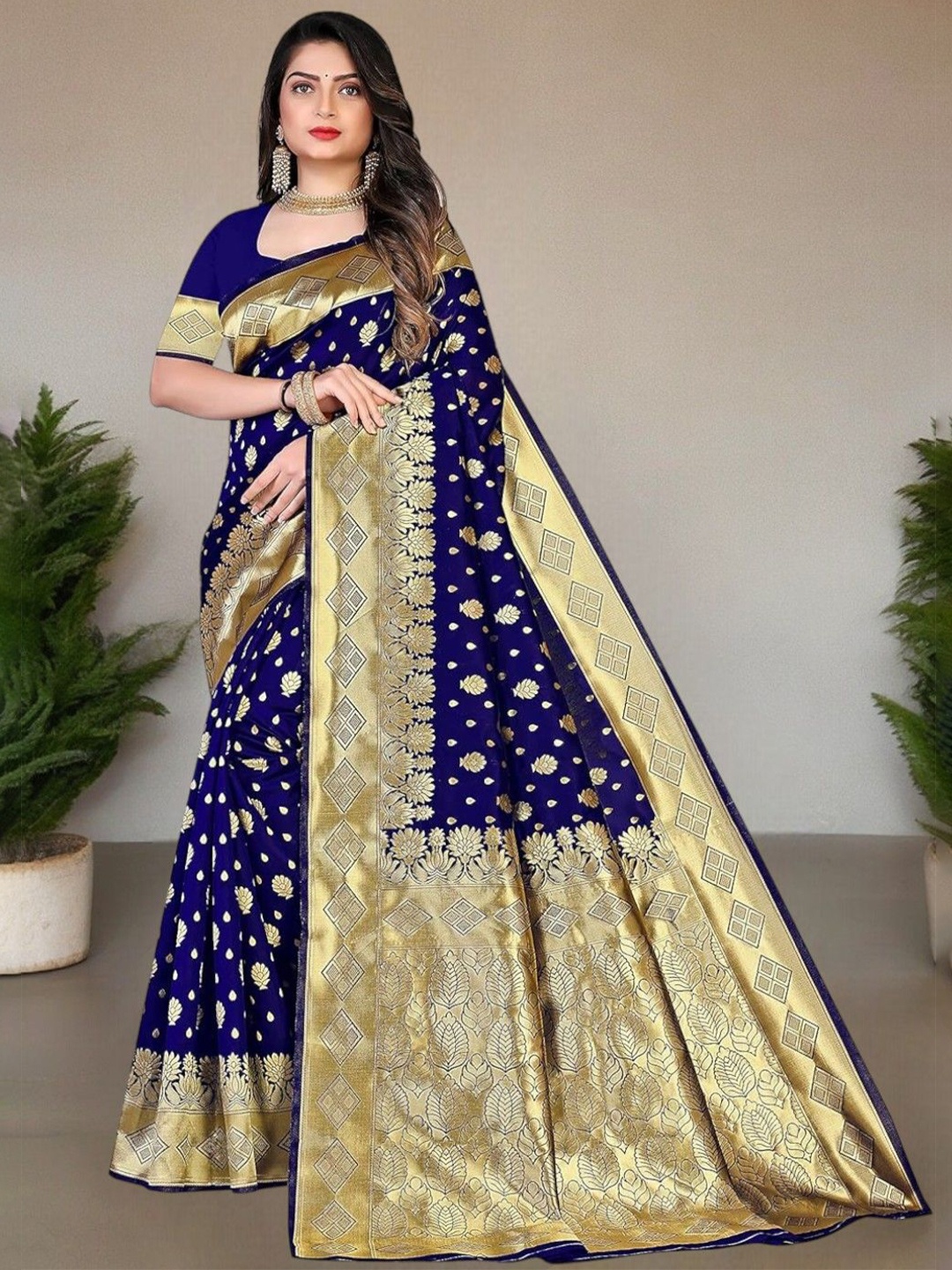 

Pionex Woven Design Pure Silk Saree, Blue