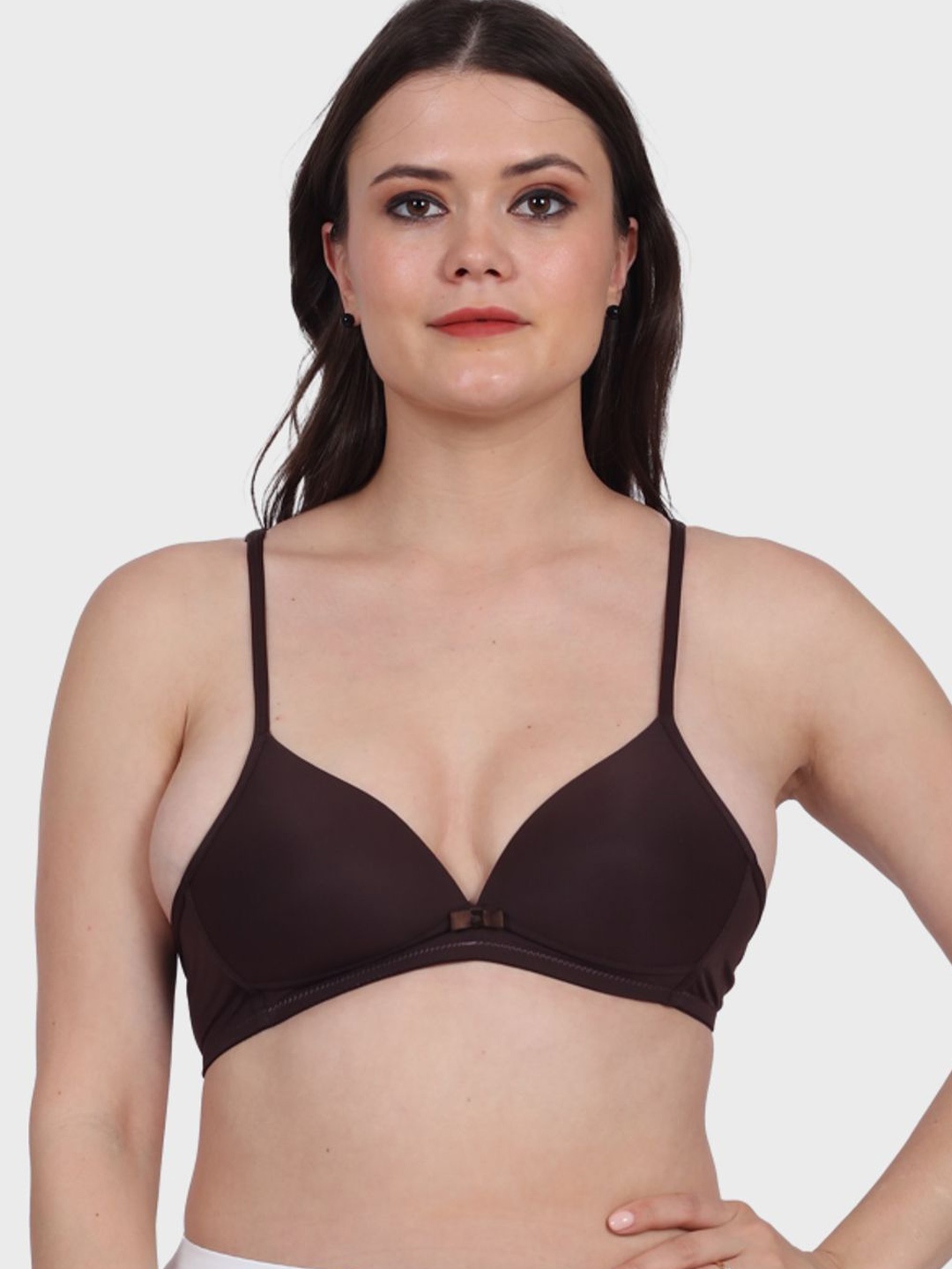 

Luella Medium Coverage Cut and Sew Lightly Padded Casual Bra, Brown