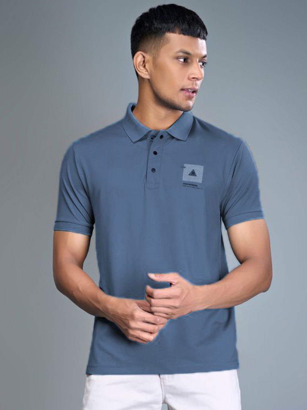 

MAXZONE 3 Buttons Polo Collar Short Sleeves Casual T-shirt, Charcoal