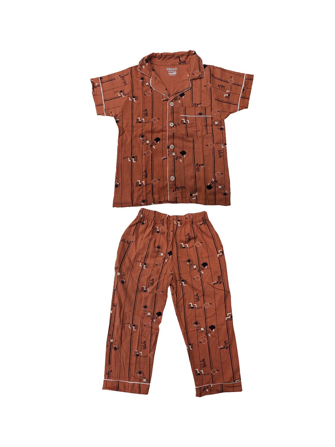 

Zoom Minimondo Kids Printed Night suit, Rust