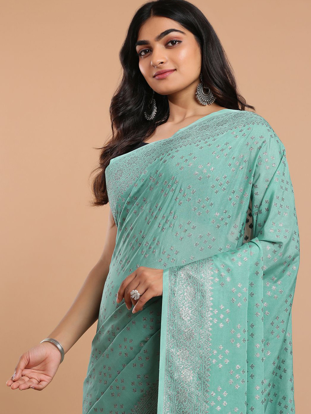 

Kalyan Silks Woven Design Zari Jute Silk Chanderi Saree With Blouse Piece, Blue