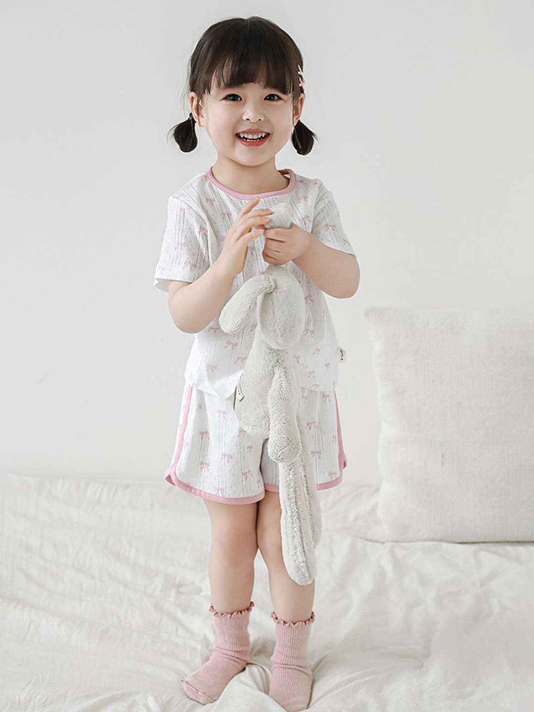 

LULU & SKY Girls Pure Cotton Printed Nightdress, White
