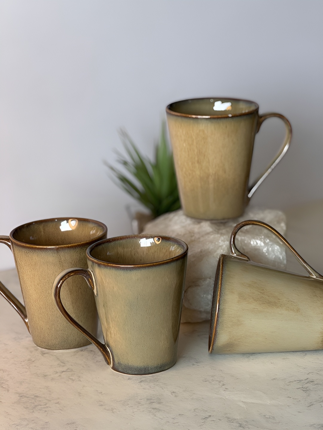 

ARAVALII 4-Pcs Cream Ceramic Mugs-300ml