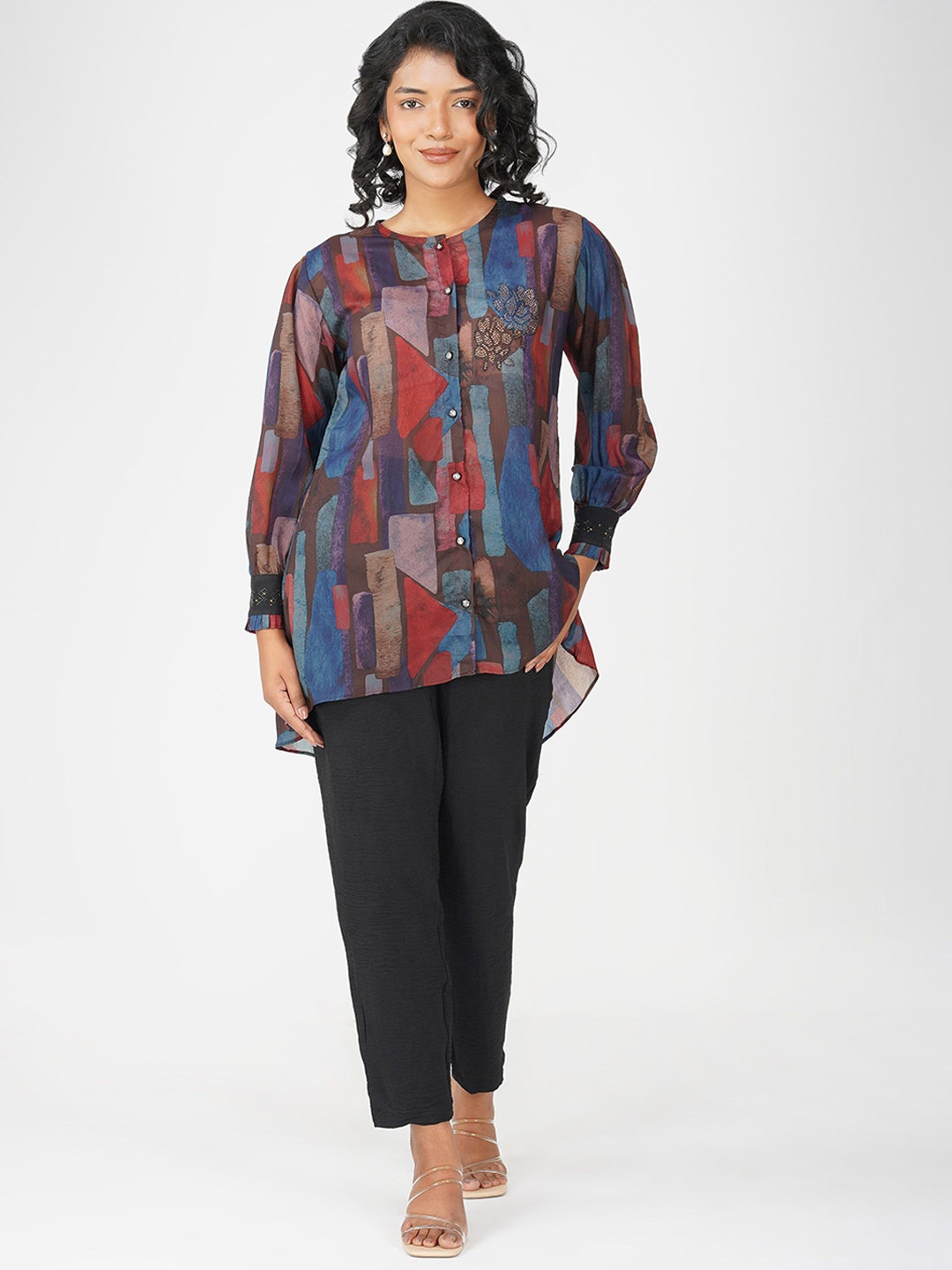 

Bindigasm Geometric Printed Tunic & Trousers, Brown